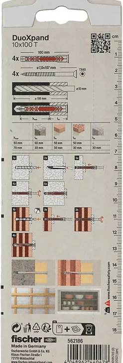 Fischer Cheville Pour Béton-Cheville rallongée DuoXpand 10 x 100 mm, 4 pièces
