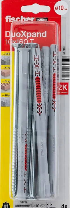 Fischer Cheville Pour Béton-Cheville rallongée DuoXpand 10 x 160 mm, 4 pièces