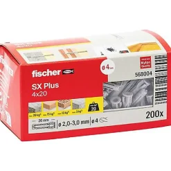 O91 Cheville Pour Plaque De Plâtre-Chevilles à expansion FISCHER SX Plus 4 x 20 mm - boîte de 200 - 568004
