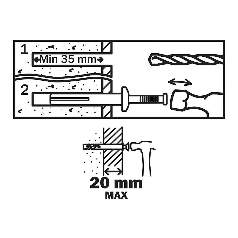 Diall Cheville À Frapper-8 chevilles à frapper métal PZ Ø6x50mm