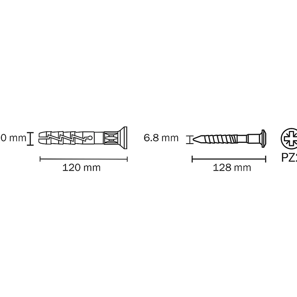 Diall Cheville À Frapper-10 chevilles à frapper nylon CS PZ Ø10x120mm