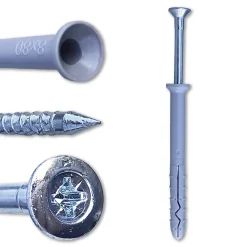 D-Work 200 Chevilles à Frapper NHS D. 8 x Lt. 80 mm avec Vis Tête Fraisée (en seau) -
