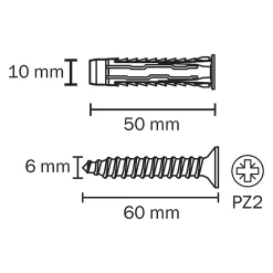 Diall 5 chevilles universelles nylon CL PZ Ø10x50mm