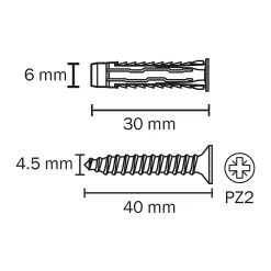 Diall 10 chevilles universelles nylon CL PZ Ø6x30mm