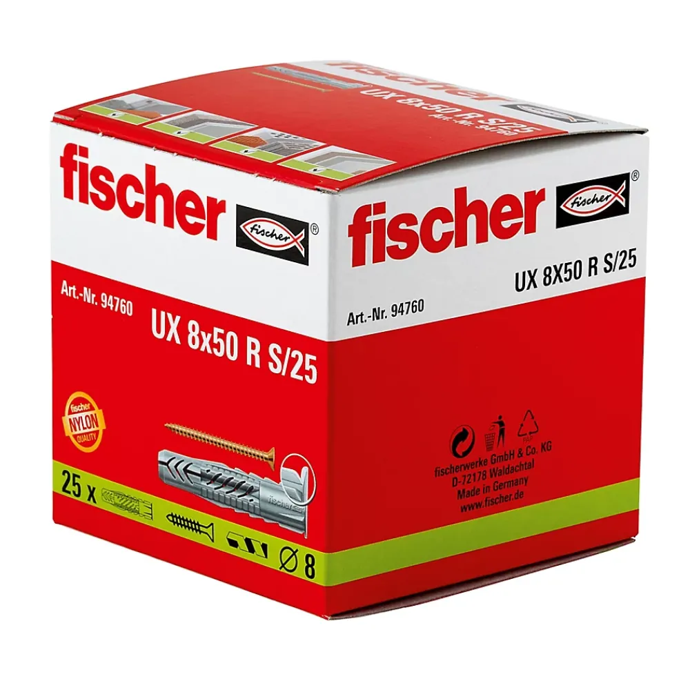 Fischer 25 chevilles universelles Ø8x50mm