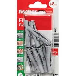 O91 Cheville Pour Plaque De Plâtre-Cheville universelle Fischer FU 8 x 50 mm - pack 12 - fixation sûre dans matériaux pleins et creux