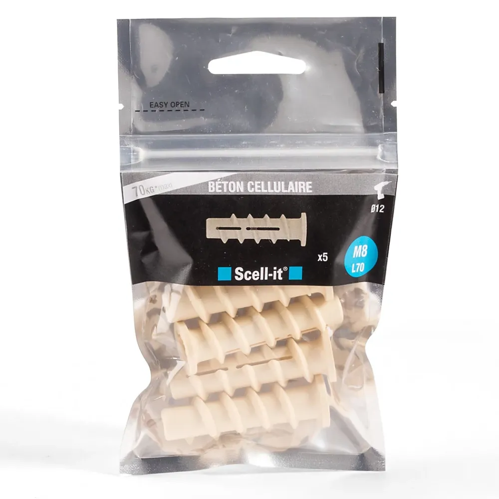 Scell-It Cheville à visser M8 spéciale béton cellulaire , 5 pièces