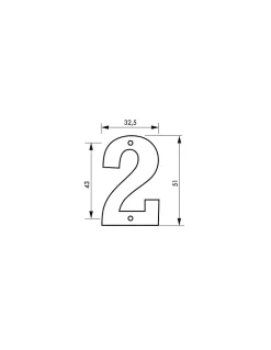 Thirard Chiffre 2, laiton, à visser, H.51mm, doré -