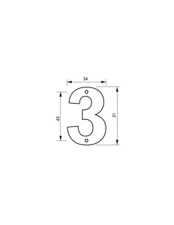 Thirard Chiffre 3, laiton, à visser, H.51mm, doré -