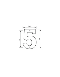 Thirard Chiffre 5, laiton, à visser, H.51mm, doré -