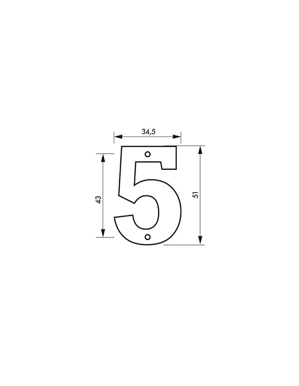 Thirard Chiffre 5, laiton, à visser, H.51mm, doré -
