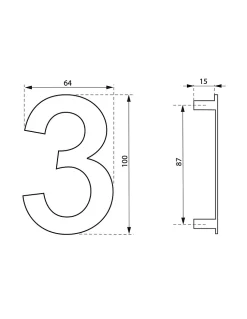 Thirard Chiffre Et Lettre Pour Maison-Chiffre 3 à visser, inox, H.100mm -