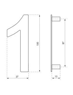 Thirard Chiffre 1 à visser, inox, H.100mm -