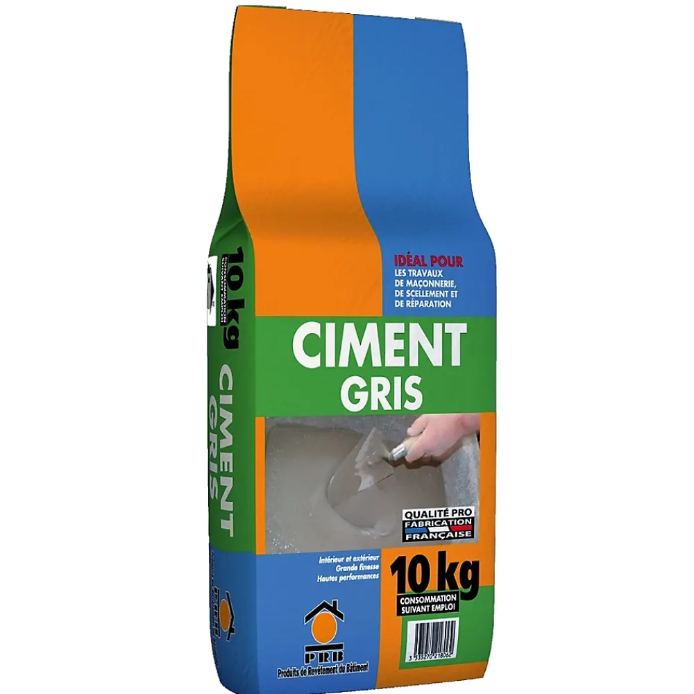 Prb Vis Inox-Ciment Gris Polyvalent 10kg - Finesse et Séchage Rapide - Maçonnerie, Réparation, Scellement et Jointoiement Intérieur/Extérieur