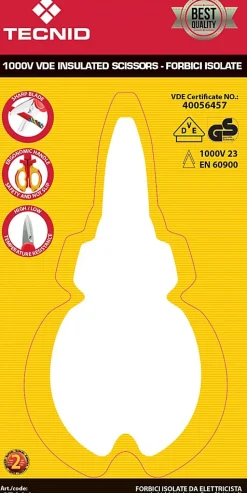 Velamp Testeur De Tension-Ciseaux d'électricien isolés, 1000V. rouge et jaune