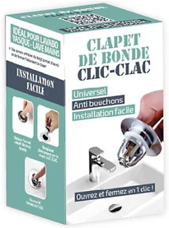 MTK Bonde Pour Lavabo-Clapet clic clac chrome pour bonde de lavabo et vasque,