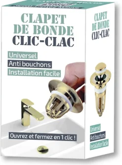 MTK Bonde Pour Lavabo-Clapet clic clac doré pour bonde de lavabo et vasque,