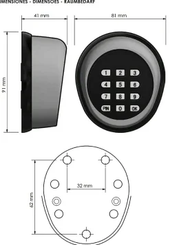 Proteco Motorisation De Portail-Clavier de commande sans fil 433 MHZ RT37 PRT37A Automatisation automatique