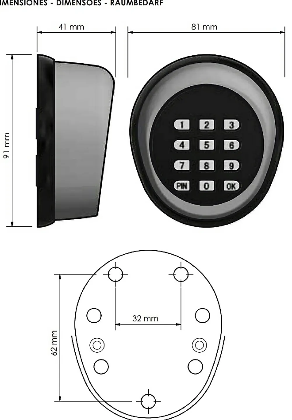 Proteco Motorisation De Portail-Clavier de commande sans fil 433 MHZ RT37 PRT37A Automatisation automatique