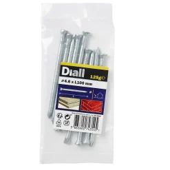 Diall Clou De Charpente-Clous de maçon en acier galvanisé 3,4x60 - 1kg