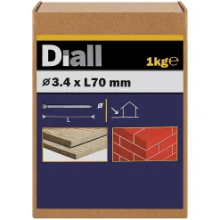 Diall Clou De Charpente-Clous de maçon en acier galvanisé 3,4x40 - 1kg