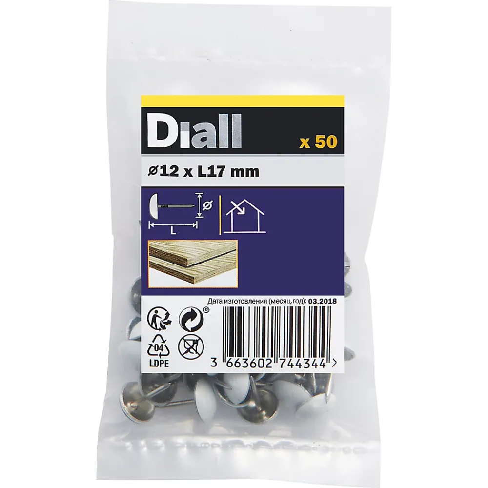 Diall Clous tapissiers blancs - sachet de 50 pièces