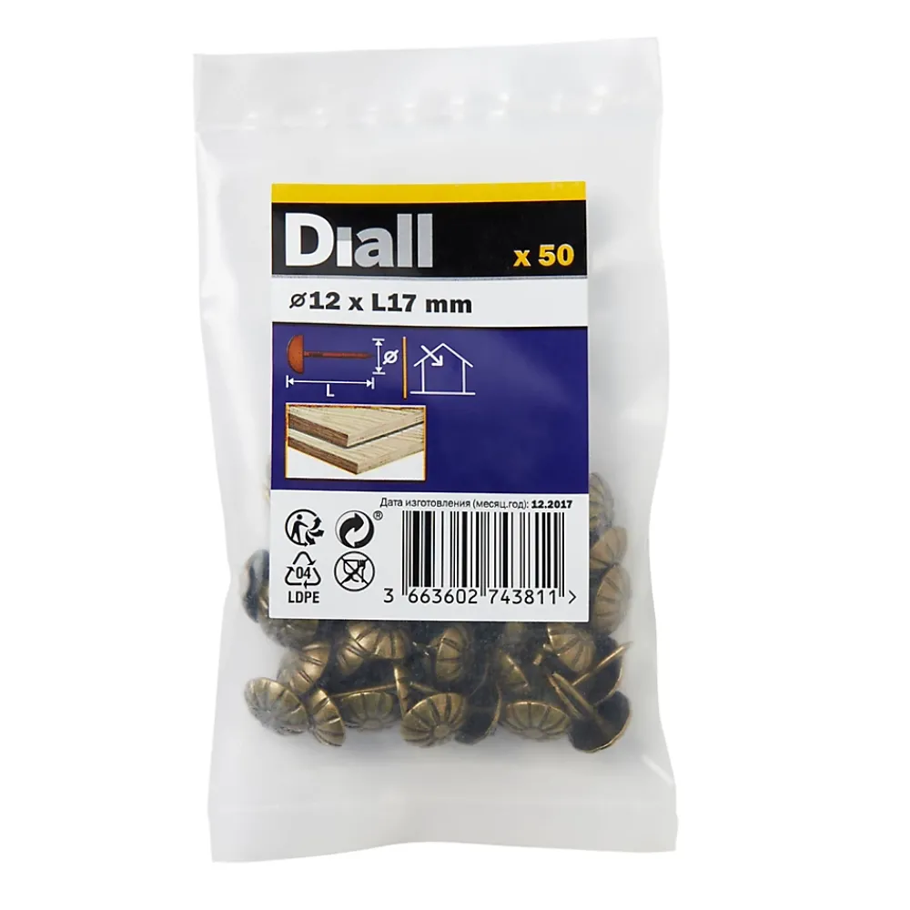 Diall Clou Tapissier-Clous tapissiers plaqués bronze 12 mm x 50