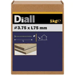 Diall Clou À Tête Plate-Clous à tige annelée 3,75x75 mm - boîte de 1kg