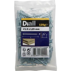 Diall Clou À Tête Ronde-Clous à tête bombée en acier zingués 1,5x25 - 125g