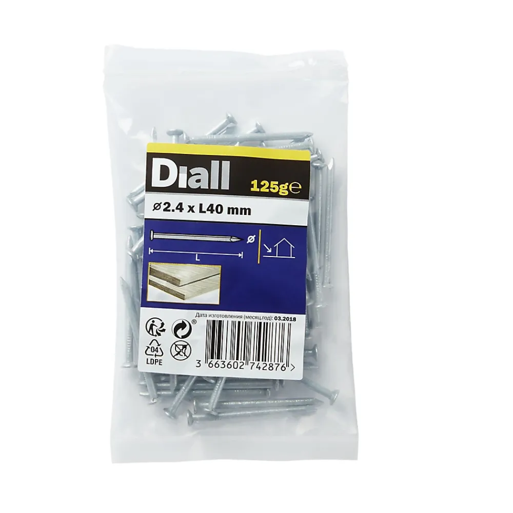 Diall Clou À Tête Plate-Clous à tête plate en acier galvanisé 3x40 - 125g
