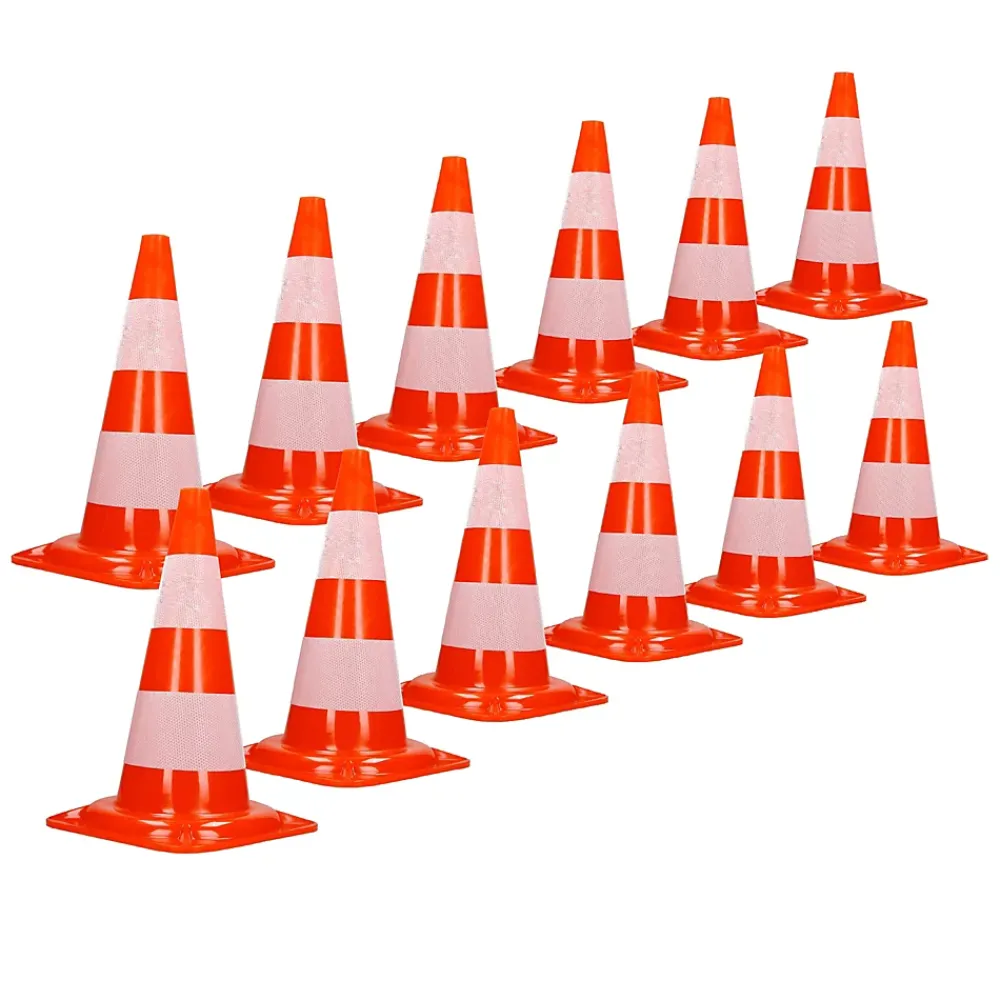 ECD Germany Panneau De Signalisation-Cône de signalisation routière cône de chantier orange blanc 47 cm 12 pièces