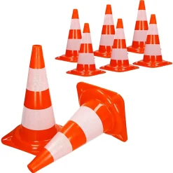 ECD Germany Cône de signalisation routière cône de chantier orange blanc 47 cm 8 pièces