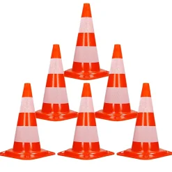 ECD Germany Cône de signalisation routière cône de chantier orange blanc 47 cm 6 pièces