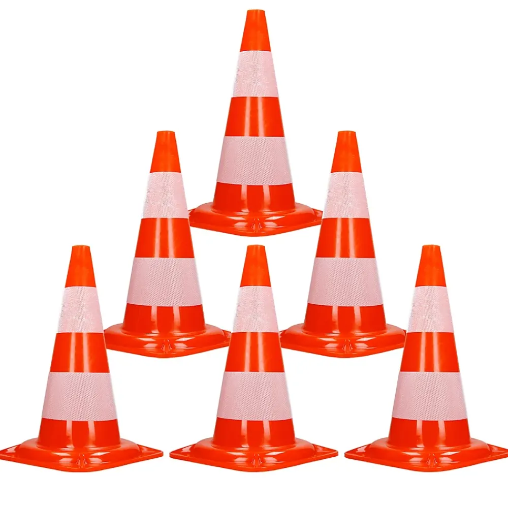 ECD Germany Cône de signalisation routière cône de chantier orange blanc 47 cm 6 pièces