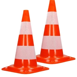 ECD Germany Panneau De Signalisation-Cônes de signalisation routière cône de chantier orange blanc 47 cm 2 pièces
