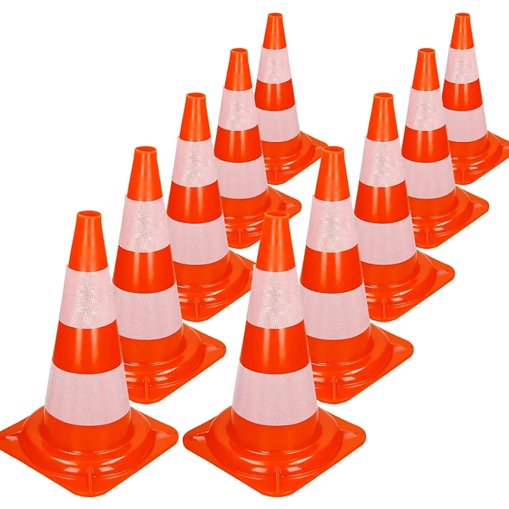 ECD Germany Panneau De Signalisation-Cônes de signalisation routière cône de chantier orange blanc 47 cm 10 pièces