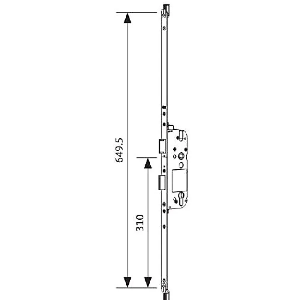 Ferco Coffre de serrure principal SECURY X 45/92 têtière 16mm longueur 649,5mm cote D 310mm - - 6-39046-17-0-1