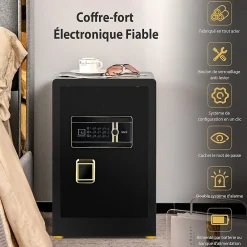 Giantex Coffre-fort avec Serrure à Code électronique, Coffre-fort avec étagère Amovible et Système d'Alarme, 36,5X37,5X59 CM, Noir