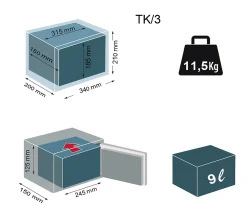 Technosafe Coffre-fort à clé à emmurer TK/3 - 9 L -