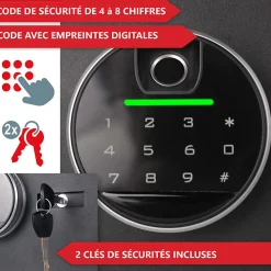 Bb Loisir Coffre-Fort-Coffre-fort à code,empreinte digitale et clés en acier M 31x20x20 cm