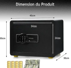 Giantex Coffre-fort en Acier,40X30X30 CM,avec Serrure à Code électronique,étagère Amovible,Système d'Alarme et Fonction Anti-indiscrétion
