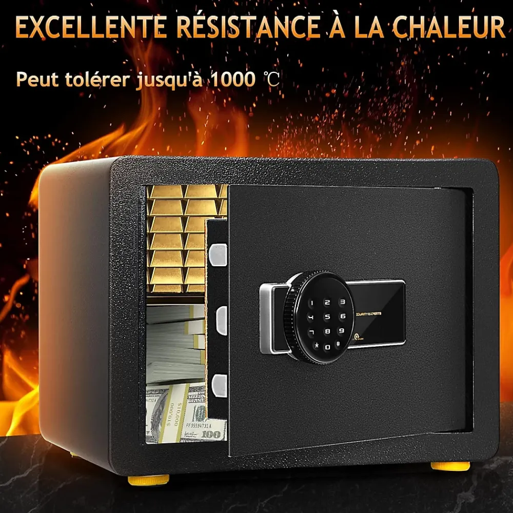 Giantex Coffre-fort en Acier,40X30X30 CM,avec Serrure à Code électronique,étagère Amovible,Système d'Alarme et Fonction Anti-indiscrétion