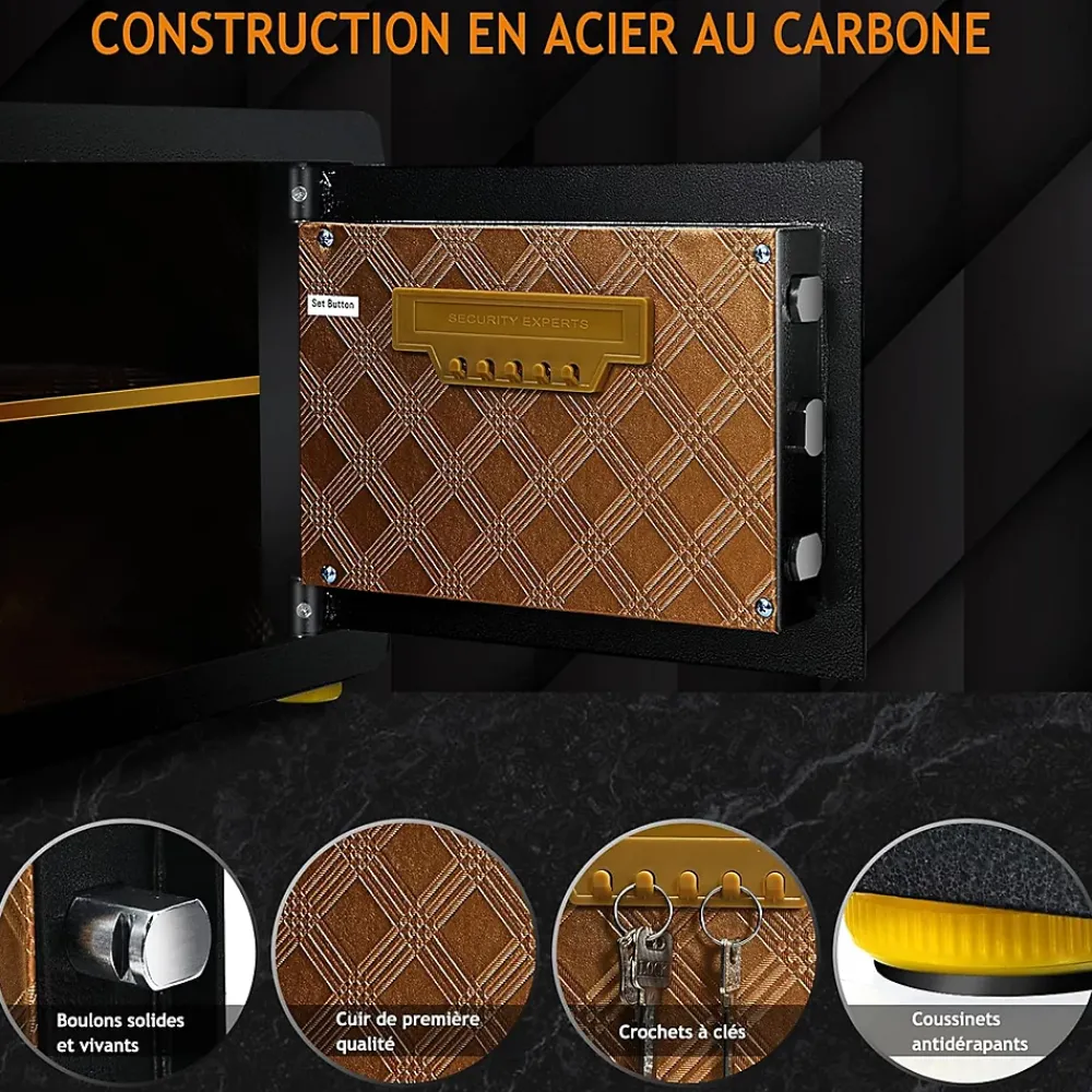 Giantex Coffre-fort en Acier,40X30X30 CM,avec Serrure à Code électronique,étagère Amovible,Système d'Alarme et Fonction Anti-indiscrétion