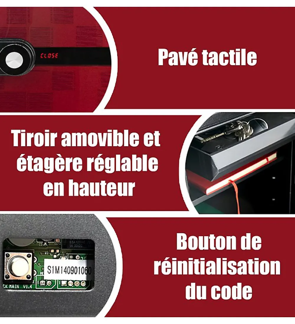 Autres Coffre-Fort-Coffre fort ignifuge 40L Anti feu 1H Electronique a code fixation sol FS-FM40 Reskal Couleur - Rouge