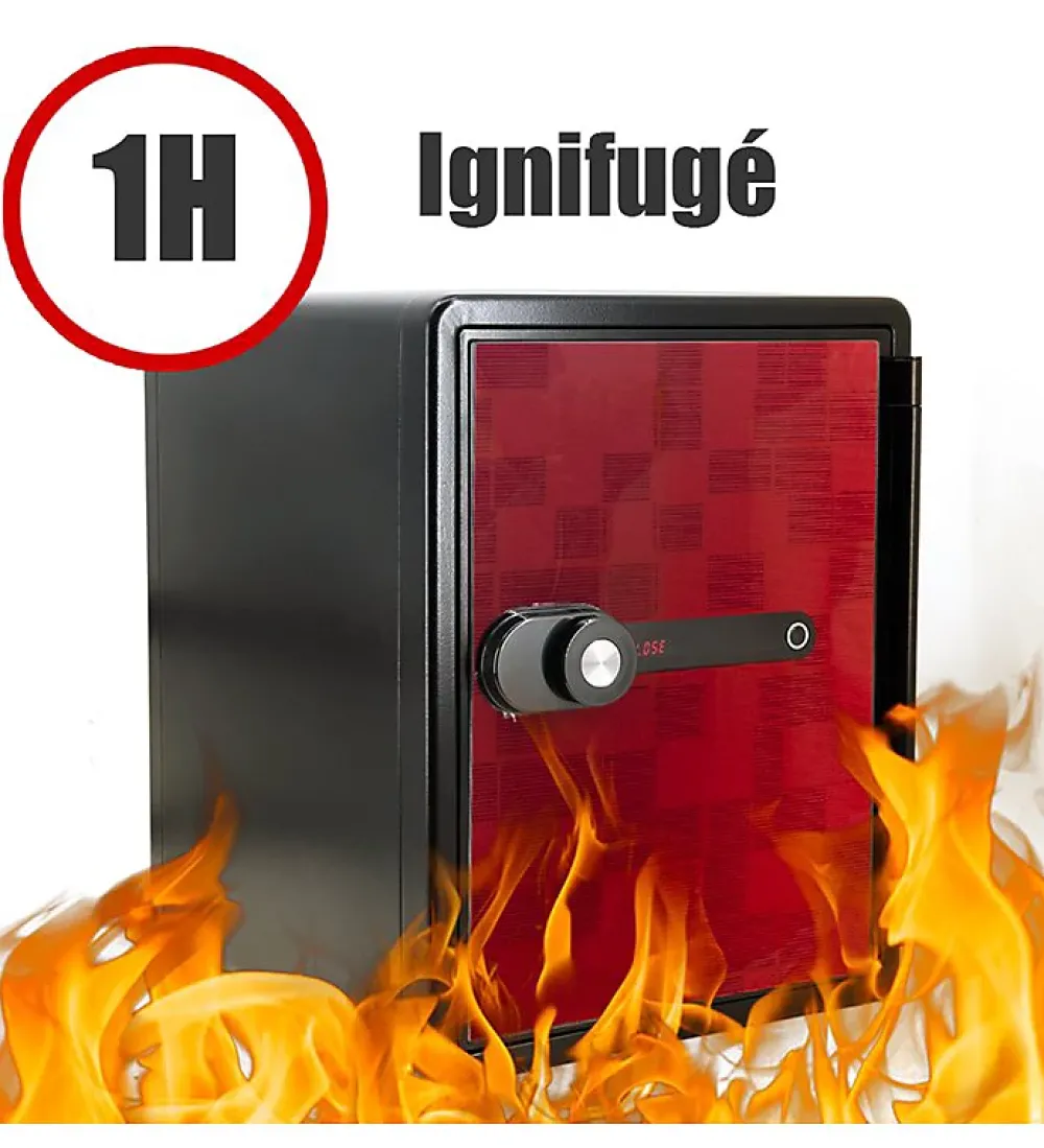 Autres Coffre-Fort-Coffre fort ignifuge 40L Anti feu 1H Electronique a code fixation sol FS-FM40 Reskal Couleur - Rouge
