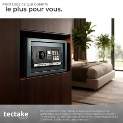 Tectake Coffre-Fort-Coffre-fort électronique en fer 20 x 31 x 22 cm noir