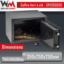 Elem Technic Coffre fort électronique - Work Men Security - CFE253525 - Dimensions extérieur 25 x 35 x 25 cm