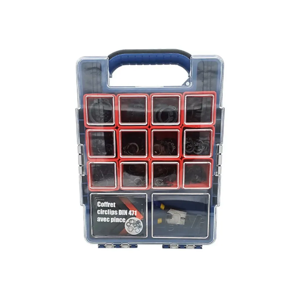 D-Work Coffret 800 Circlips Extérieurs avec Pince - DIN 471 - Zingué blanc -