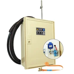 Tecko Coffret de chantier monophasé 3/6/9 kW - pack complet raccordement aérien 15m conforme ENEDIS avec 1 prise et bornier IP2X