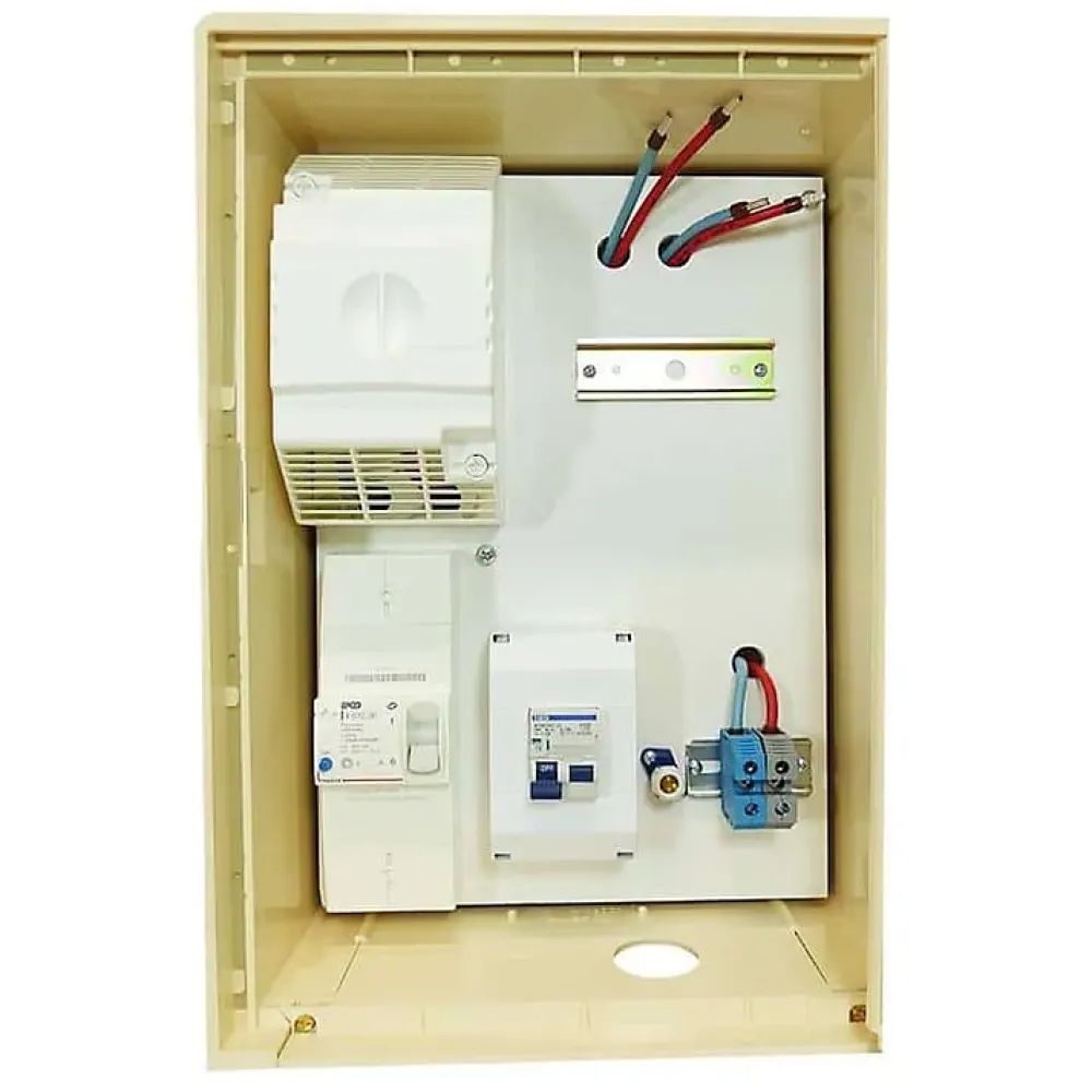 Tecko Coffret de chantier monophasé 12 kW - pack complet raccordement aérien 15 mètres conforme ENEDIS avec bornier IP2X